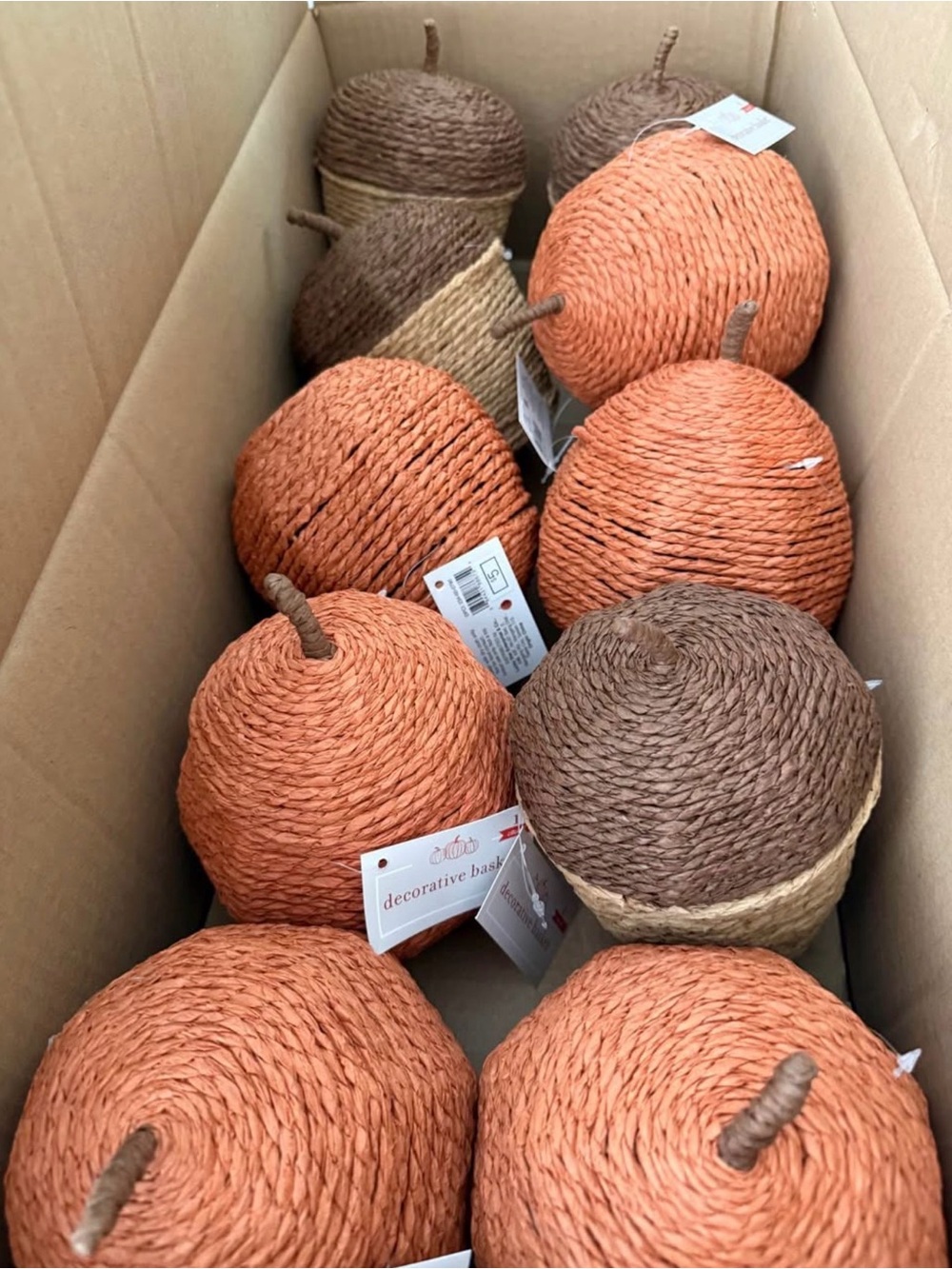 Target Woven Pumpkin Decor in Orange and Brown 10 Pack Assorted
